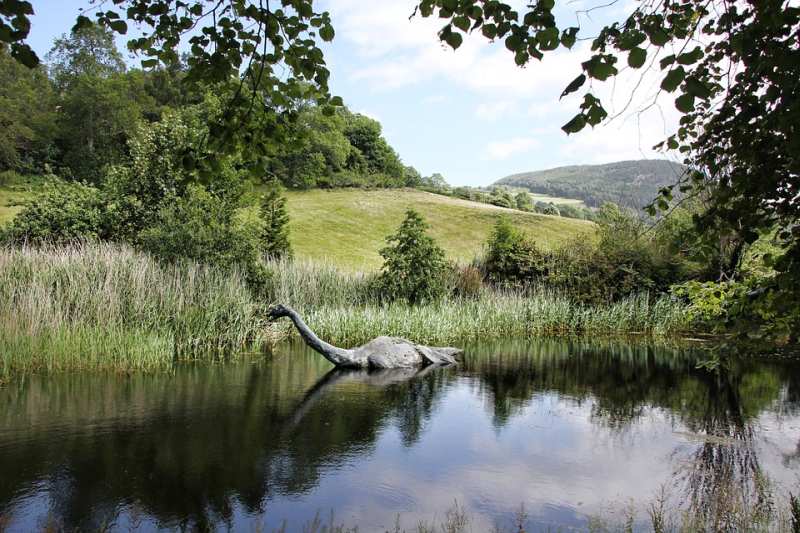Picture Writing Prompts: Loch Ness Monster Model of the Loch Ness Monster rising from a lake
