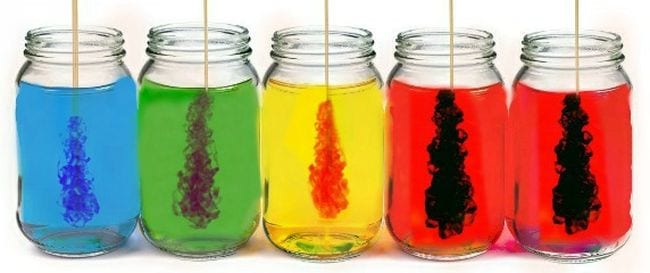 preschool-science-rock-candy Rainbow colored jars with rock candy sticks in each as an example of science activities for preschoolers
