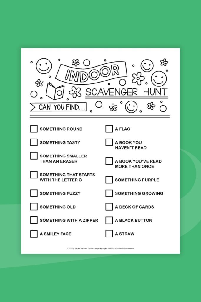 Scavenger Hunts: Indoor Indoor Scavenger Hunt free printable