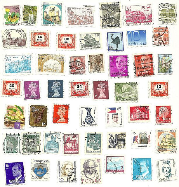 stamps stamps from around the world for an activity to teach the five geography themes