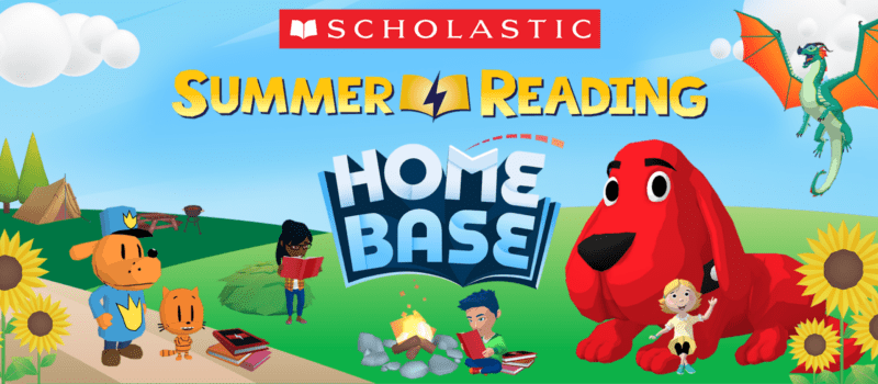 Scholastic Summer Reading Home Base Scholastic Summer Reading Home Base logo with Clifford the Big Red Dog