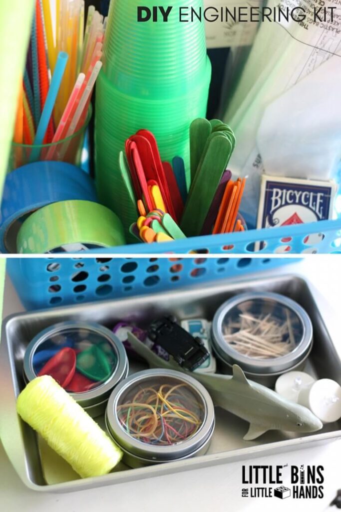The Big List of Dollar Store Hacks for Teachers DIY Engineering Kit for classroom