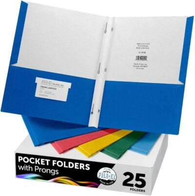 Two pocket folders for first grade classroom supplies