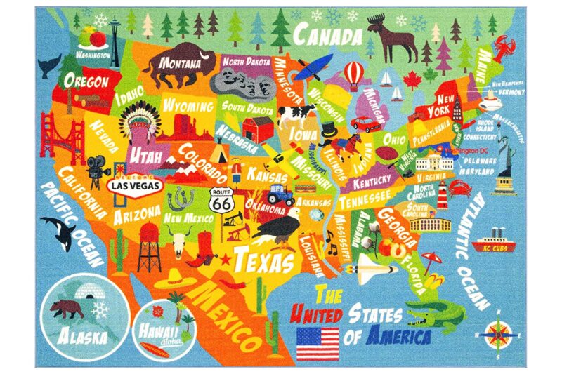 USA Rug Rug with the labelled Unites States.