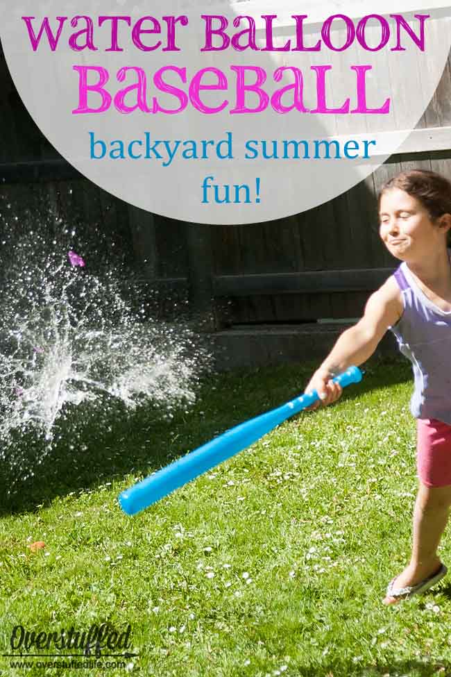 water-balloon-baseball kid playing with a pool noodle and water balloon for water activity water balloon baseball