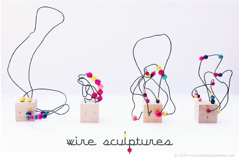 wire-sculptures Sculptures made from wire and beads formed into freeform shapes