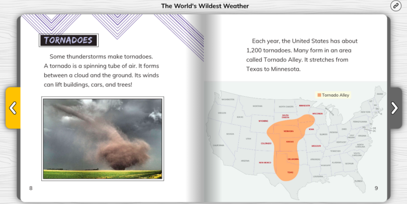 World’s Wildest Weather Maps Sample page from World's Wildest Weather showing maps as nonfiction text features